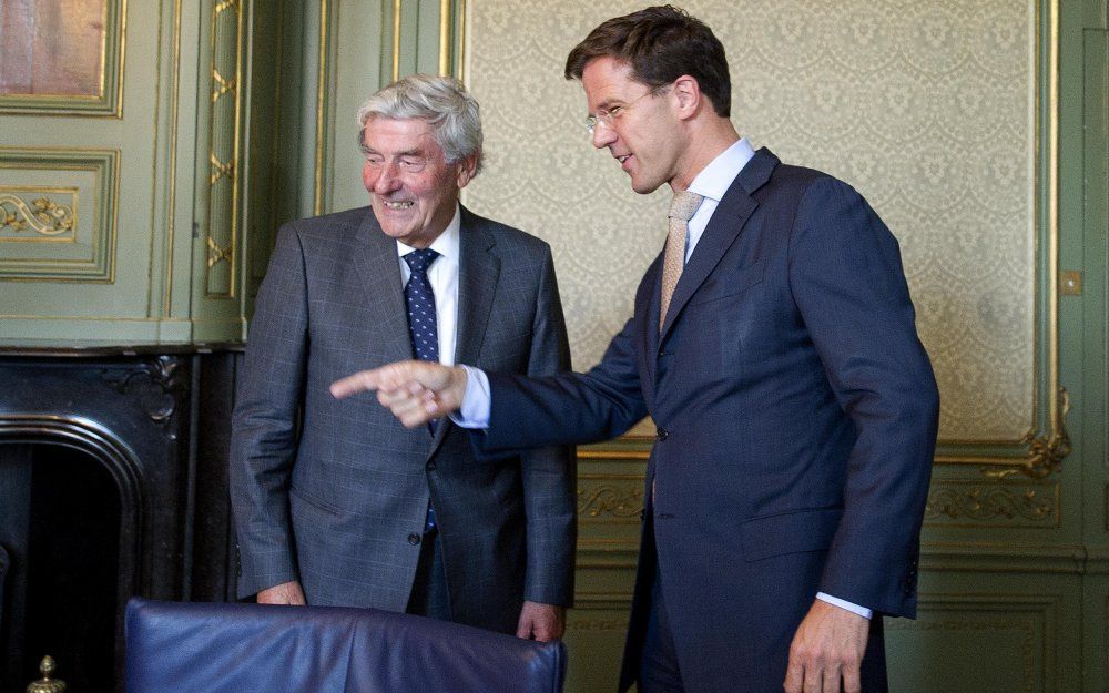 Ruud Lubbers ontvangt donderdag in de Eerste Kamer fractieleider van de VVD Mark Rutte. Foto ANP