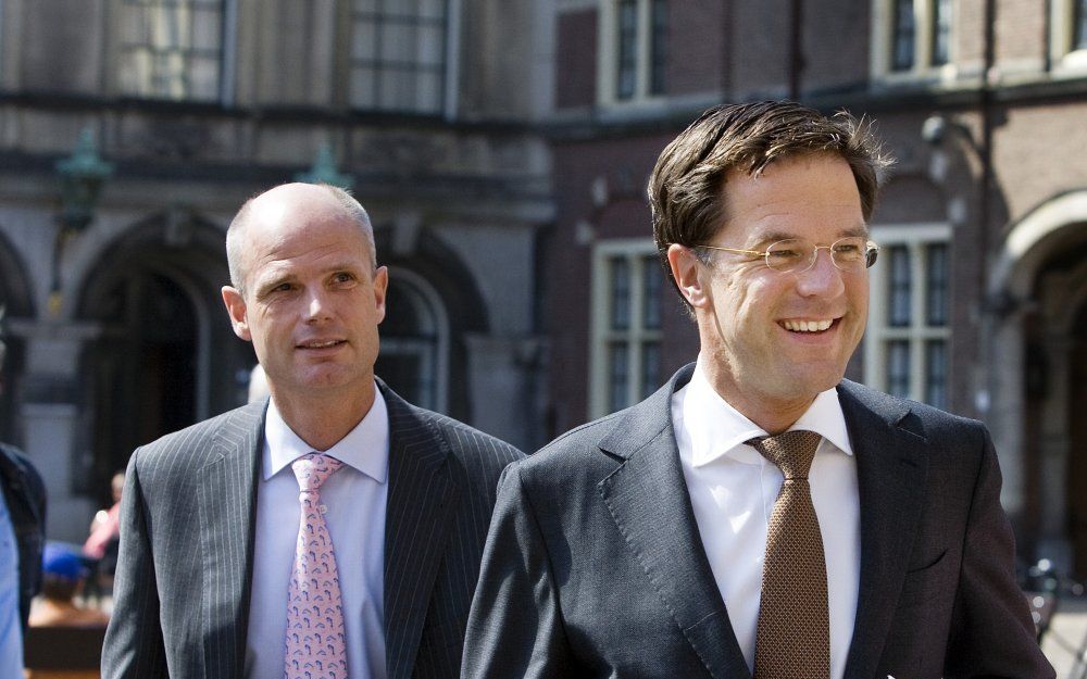 VVD-Kamerlid Blok (l) en partijleider Rutte. Foto ANP