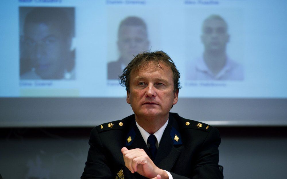 Jan Boersma, chef opsporing van de Nationale Recherche, zaterdag tijdens een persconferentie over de aanhouding van Dino S., de meest gezochte zware crimineel van Nederland. Foto ANP