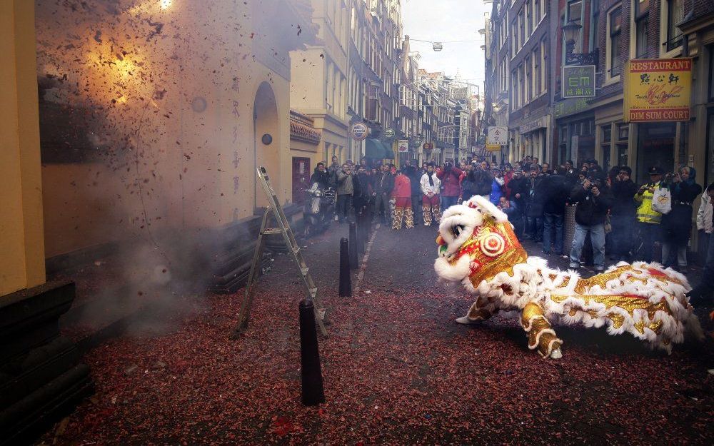 Chinees nieuwjaar in Amsterdam. Foto ANP