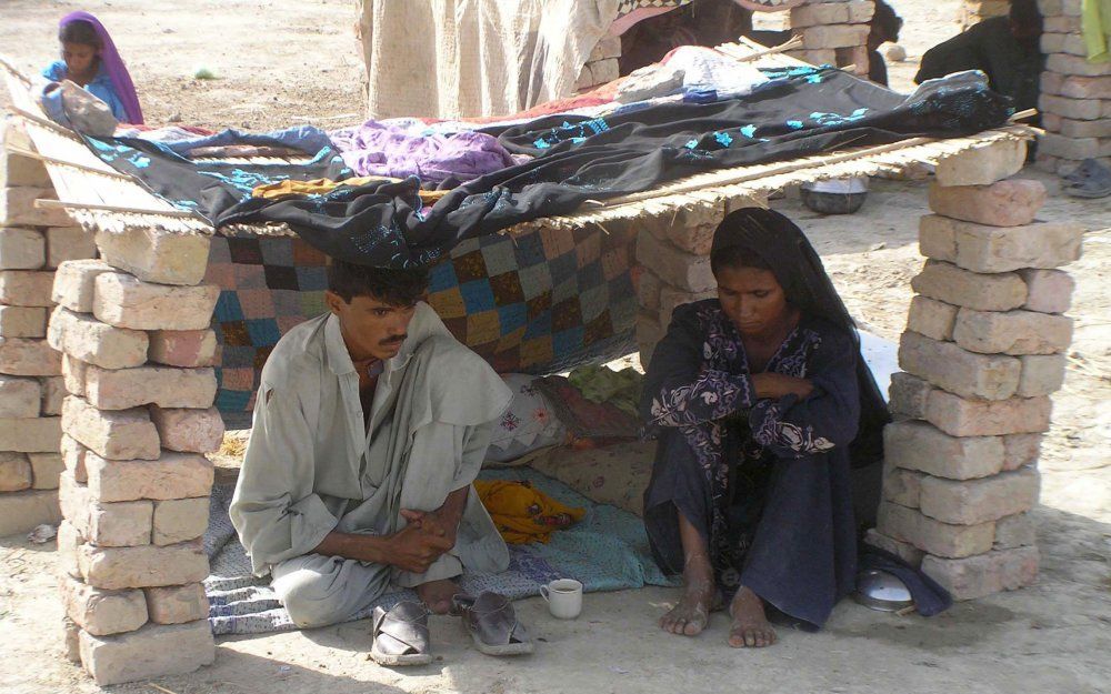 Vluchtelingen in een kamp in Larkana, in de Pakistaanse provincie Sindh. Foto EPA