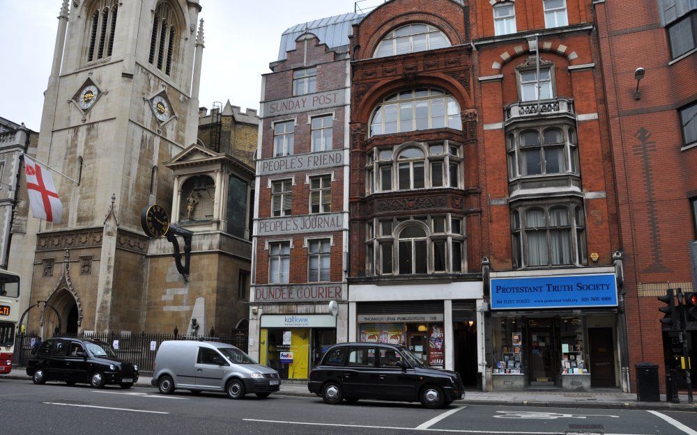 Het kantoor van de Protestant Truth Society aan de Fleet Street in Londen. Foto RD