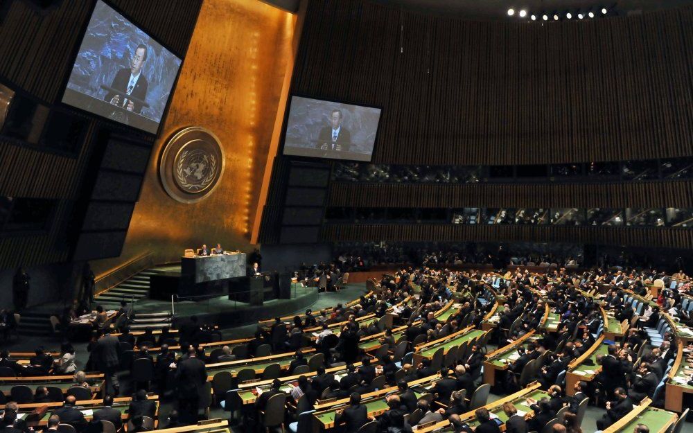 Ban Ki Moon opent de Algemene Vergadering van de VN. Foto EPA