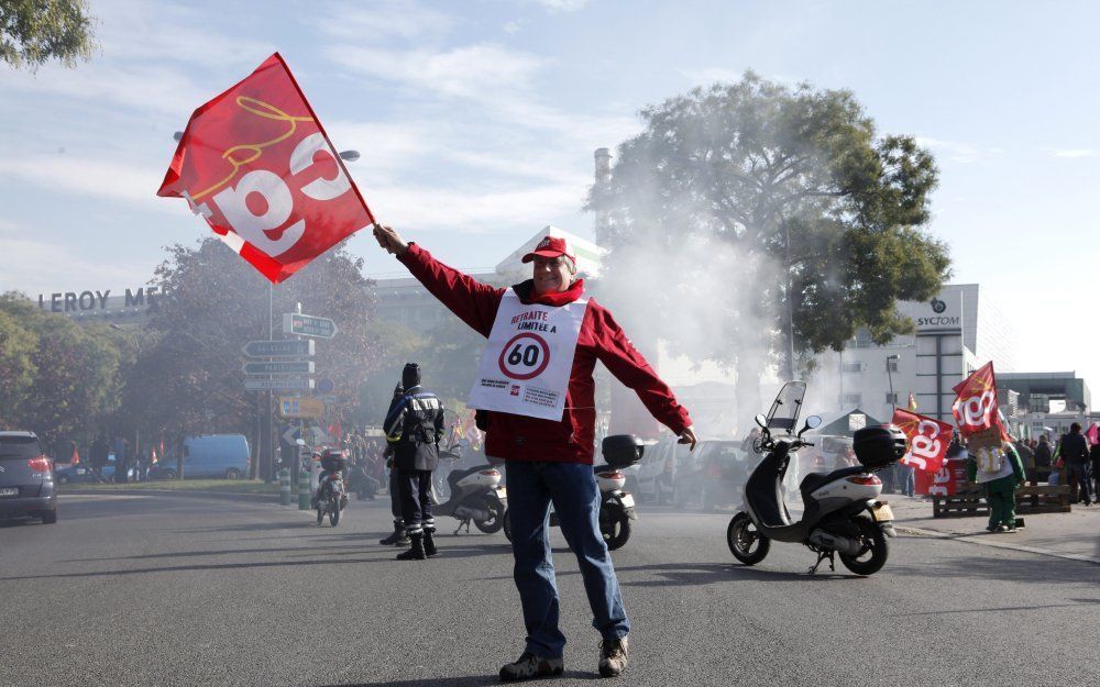 Demonstratie tegen het verhogen van de pensioenleeftijd. Foto EPA