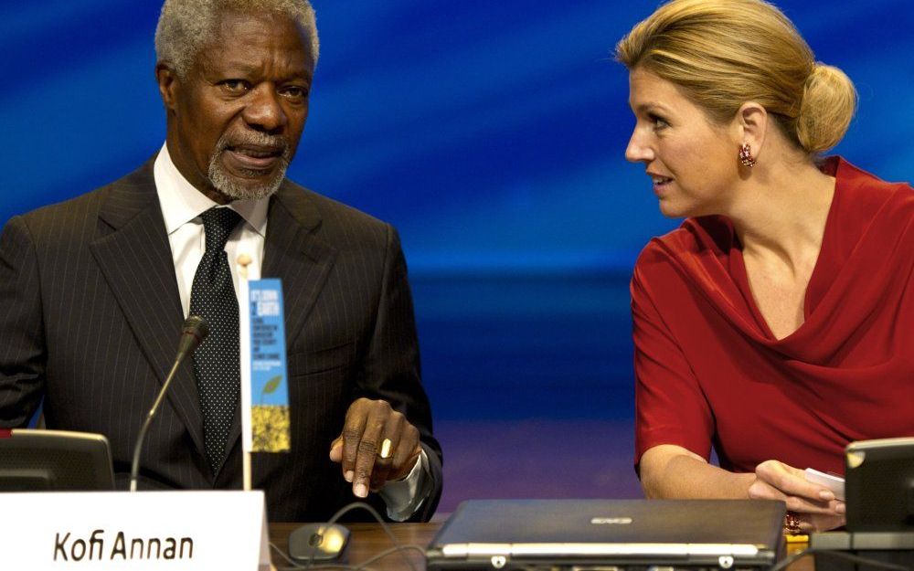 Kofi Annan en prinses Máxima op de conferentie. Foto ANP