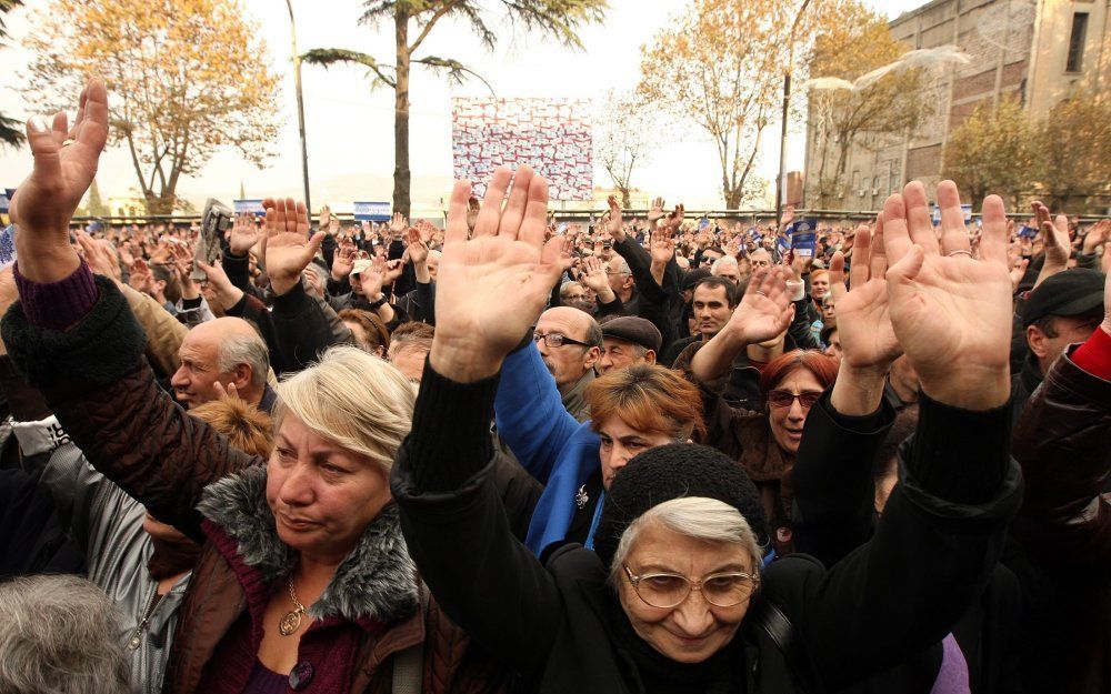 Betoging Tbilisi. Foto EPA