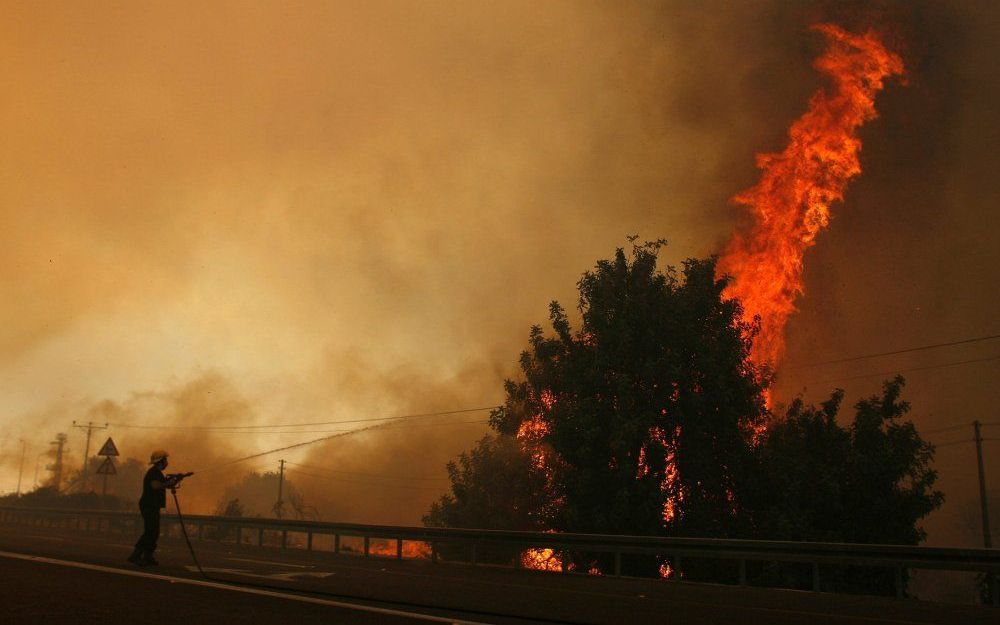 Brand bij Haifa. Foto EPA