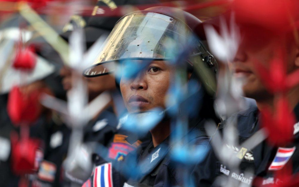 Thaise politie in Bangkok.  Foto EPA