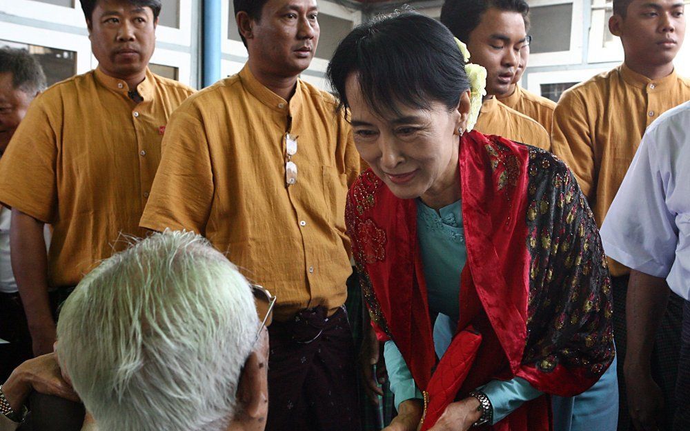 Democratisch leider Aung San Suu Kyi in Birma. Foto EPA