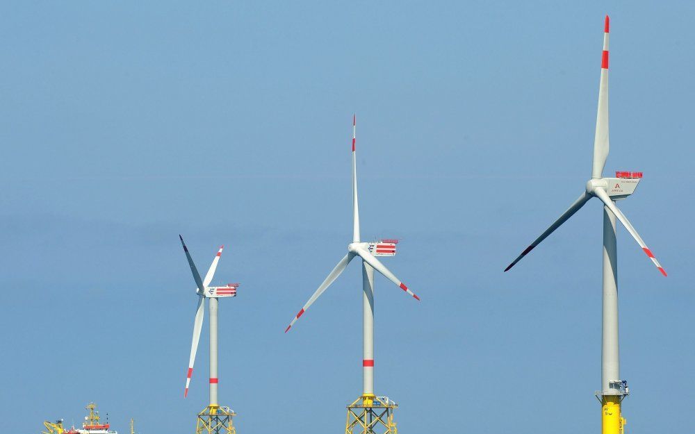 Windmolenpark Alpha Ventus, 45 km van en eiland Borkum. Foto ANP