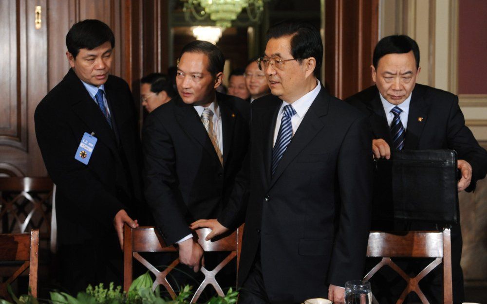 De Chinese president Hu heeft gesproken met hooggeplaatste Amerikaanse politici in Washington.  Foto EPA