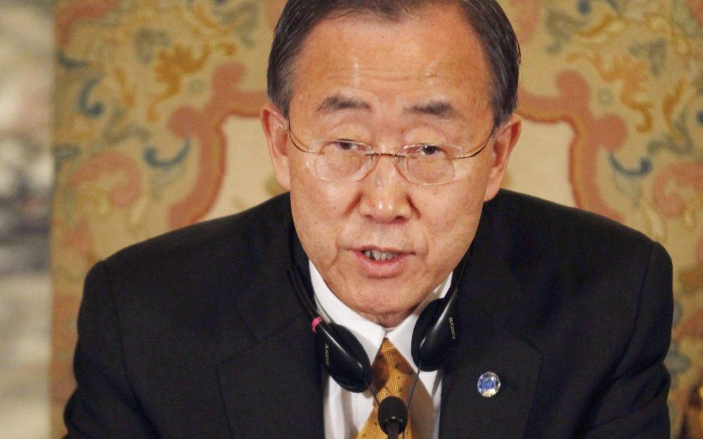 VN-chef Ban Ki-moon eist het einde van het geweld in Libië.  Foto EPA