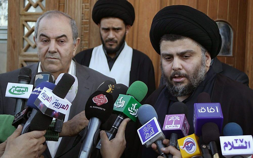 Allawi (l.), samen met al-Sadr. Foto EPA