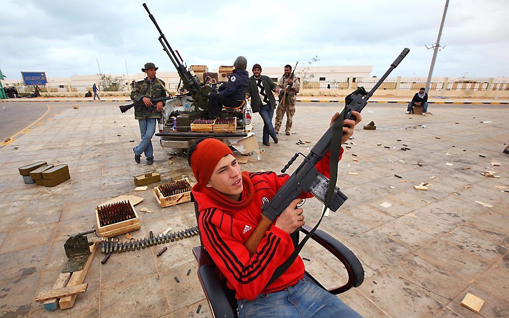 Rebellen in Ras Lanuf, Libië. Foto EPA