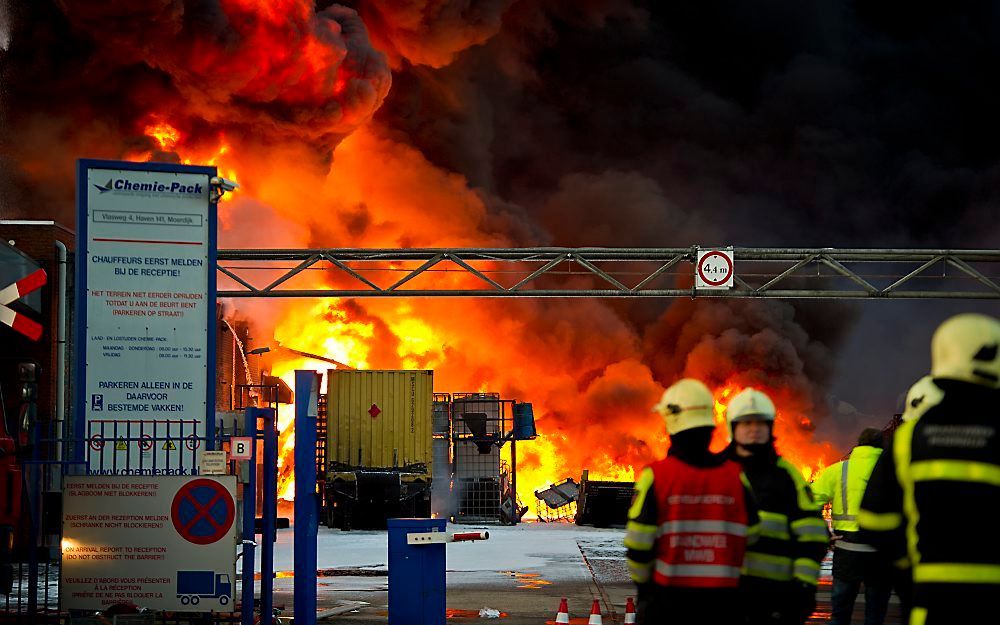 Brand bij Chemie Pack. Foto ANP