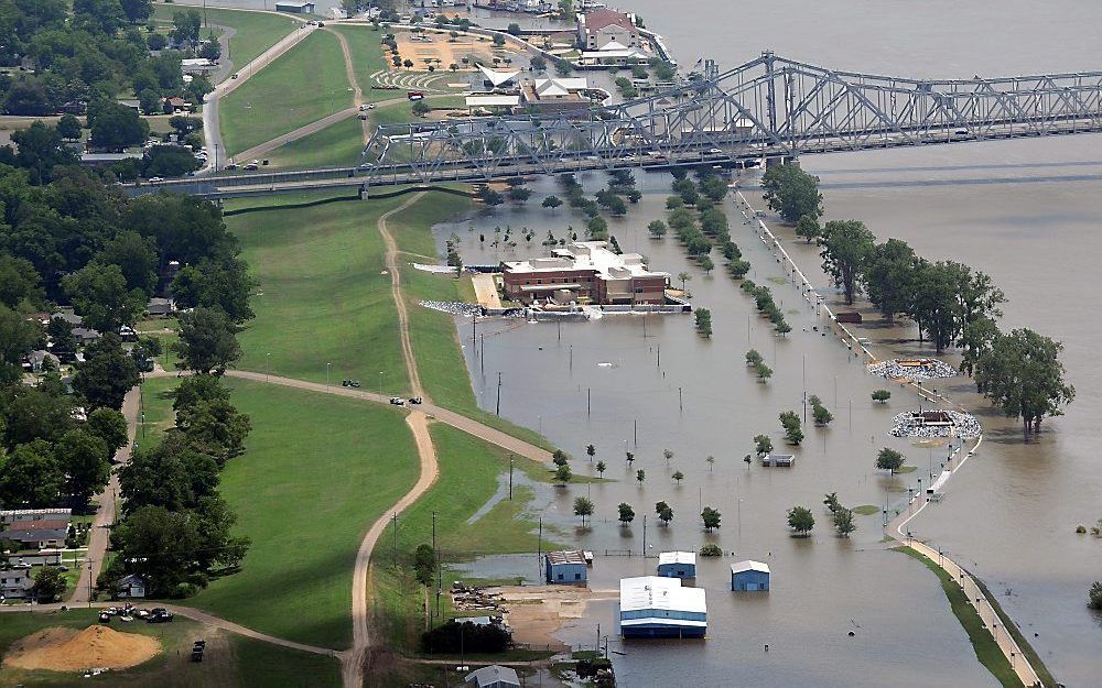 Hoog waterpeil in de Mississippi. Foto EPA