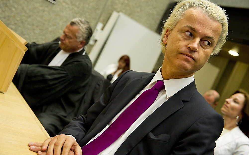 Wilders heeft maandag de rechtbank in Amsterdam opgeroepen hem niet de mond te snoeren.  Foto ANP