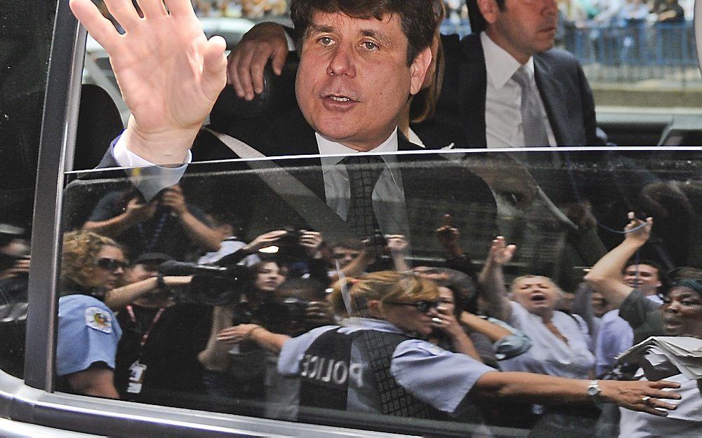 Een jury in de Amerikaanse stad Chicago heeft maandag oud-gouverneur Rod Blagojevich schuldig verklaard aan corruptie.  Foto EPA