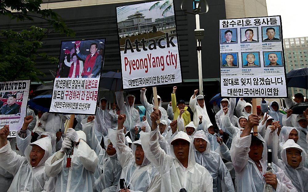 Protest tegen Noord-Korea. Foto EPA