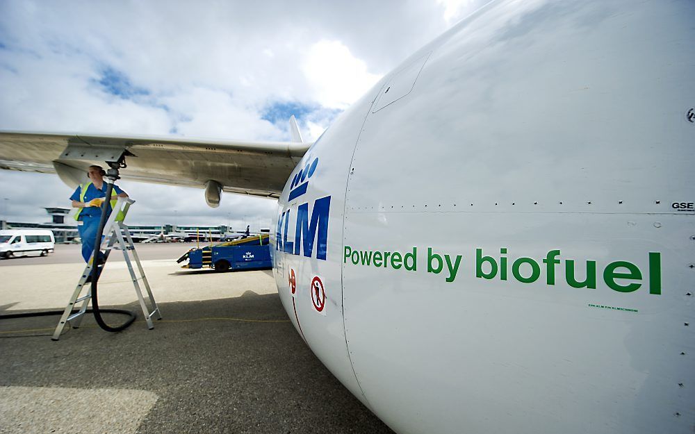 KLM vliegt als eerste ter wereld op biokerosine, hergebruikt frituurvet.  Foto ANP