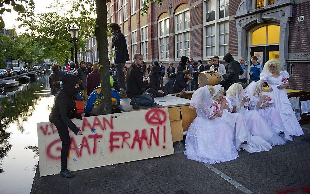 Demonstratie bij kraakpand Schijnheilig. Foto ANP