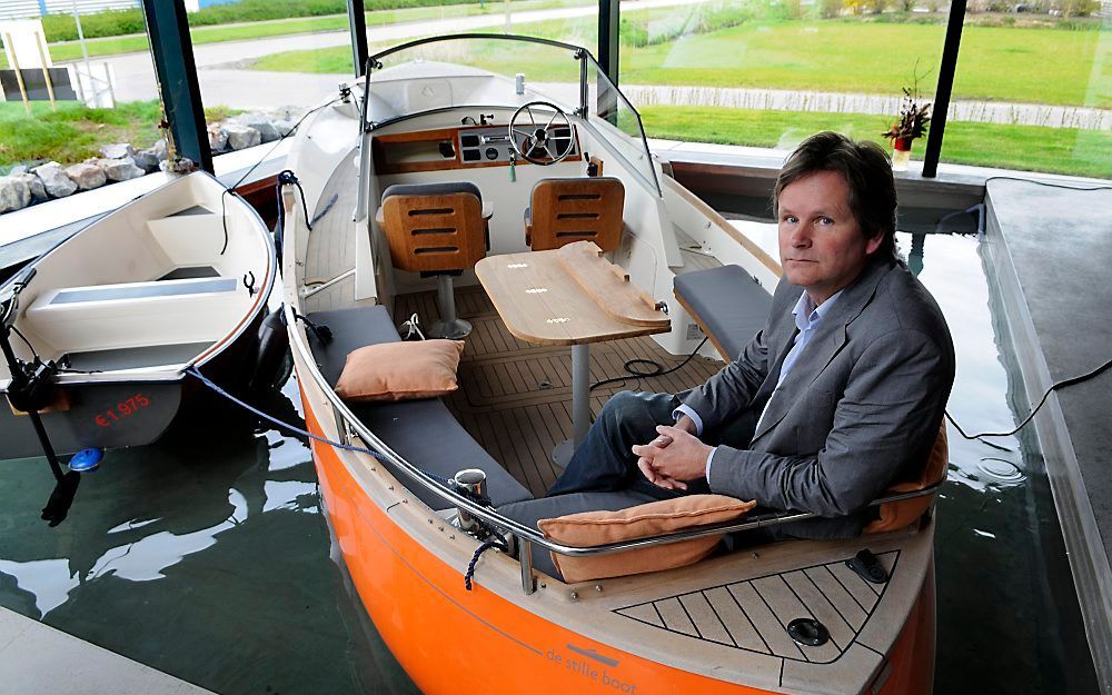 Marcel Schaap in zijn stille boot. Foto Frans Andringa