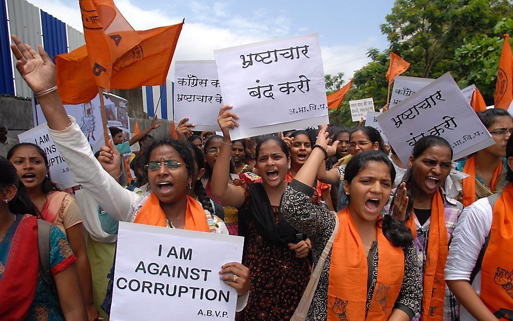 Protest tegen corruptie in India. Foto EPA