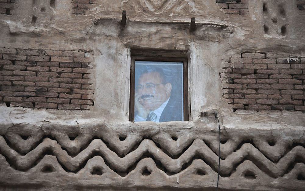 Poster van Saleh in Sanaa. Foto EPA