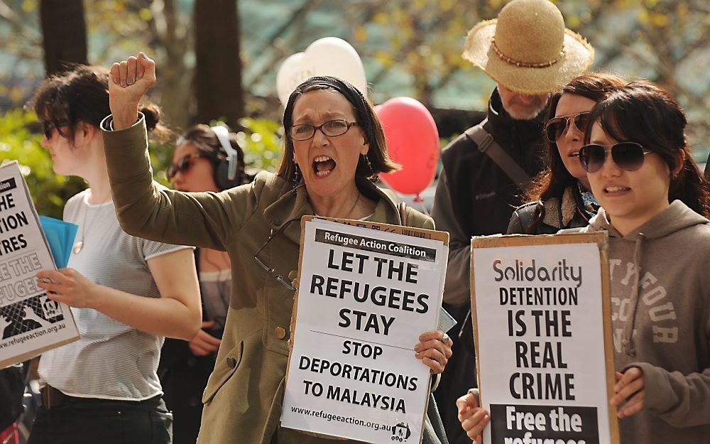 Protest tegen de migrantenruil in Australië. Foto EPA