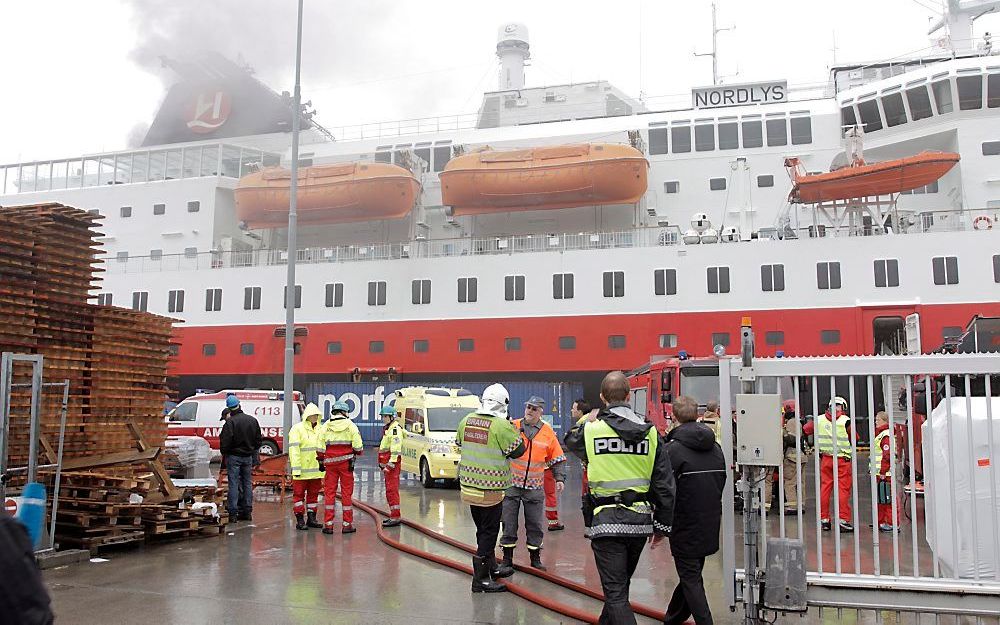 Brand op Noors cruiseschip. Foto EPA