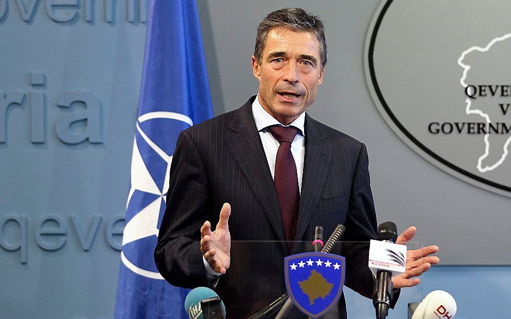 Rasmussen roept op tot kalmte in Kosovo.  Foto EPA