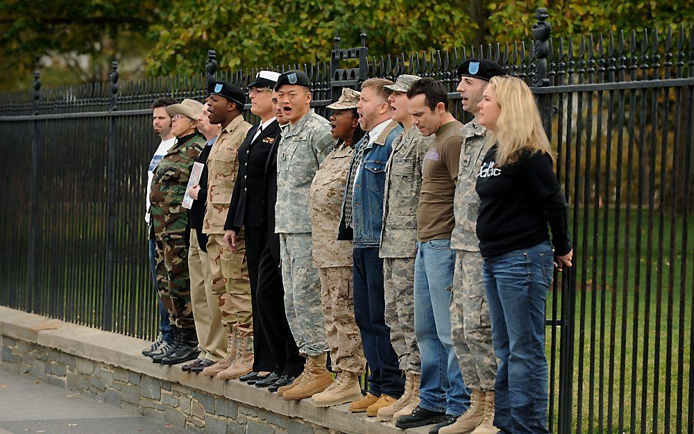 Protest tegen het don’t ask-don’t tell-beleid van het Amerikaanse leger bij het Witte Huis, 2010. Foto EPA