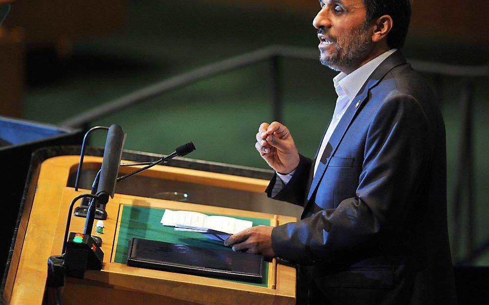 Ahmadinejad spreekt tijdens de Algemene Vergadering van de VN. Foto EPA