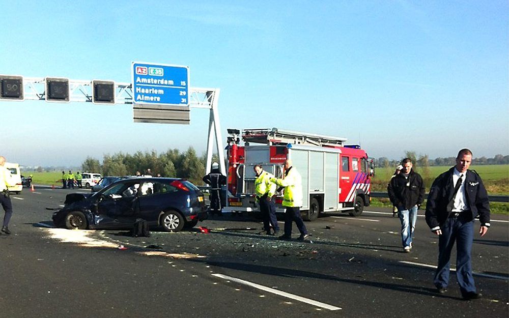 De auto van de benzinedieven die inreed op een filefuik van de politie. Foto ANP