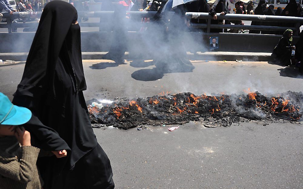 Protest in Sanaa, woensdag. Foto EPA