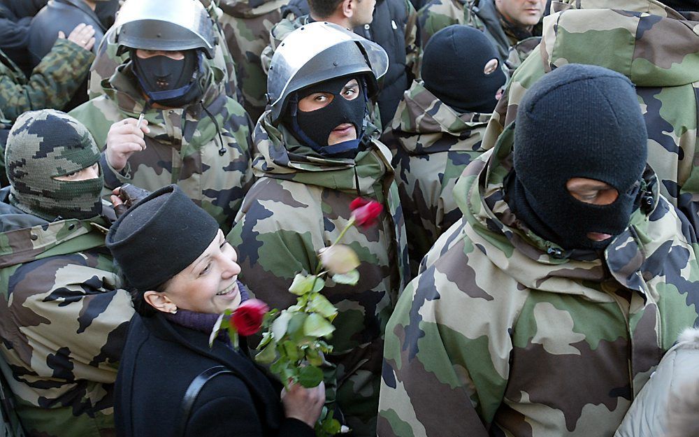 Na de Rozenrevolutie in 2003 sloeg Georgië de weg naar hervormingen in. Net als in Oekraïne is het niet duidelijk of het land het volhoudt op deze route. Foto AFP