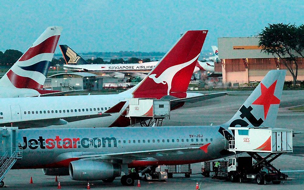 Qantas houdt zijn passagiersvliegtuigen aan de grond vanwege een conflict met de vakbonden.  Foto EPA