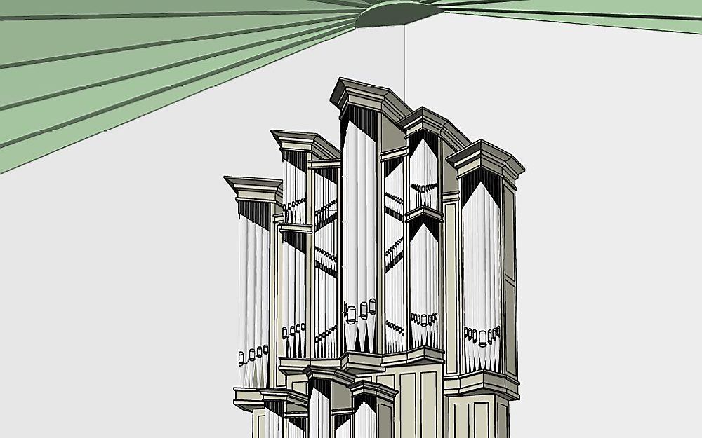 Tekening van het ontwerp van het orgel voor Scherpenzeel.