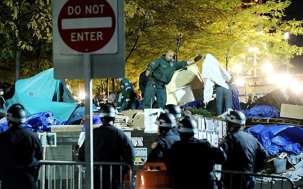 Ontruiming Occupy Wall Street. Foto EPA