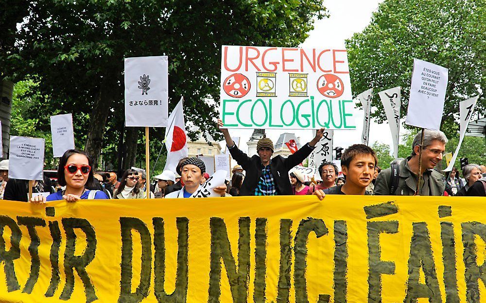 Protest tegen kernenergie in Parijs.  Foto EPA