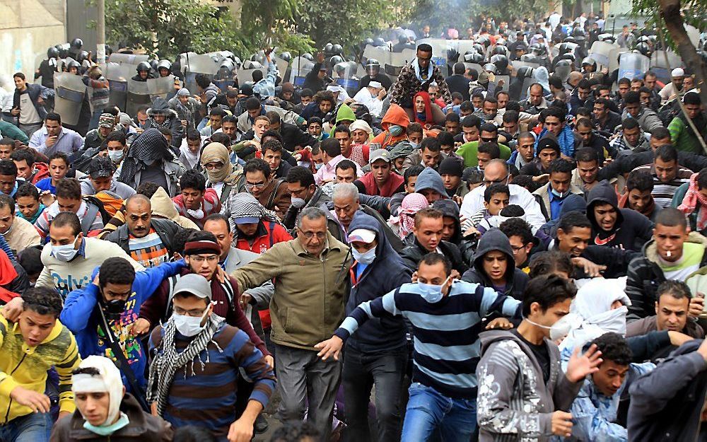 Demonstranten op het Tahrirplein in Caïro. Foto EPA