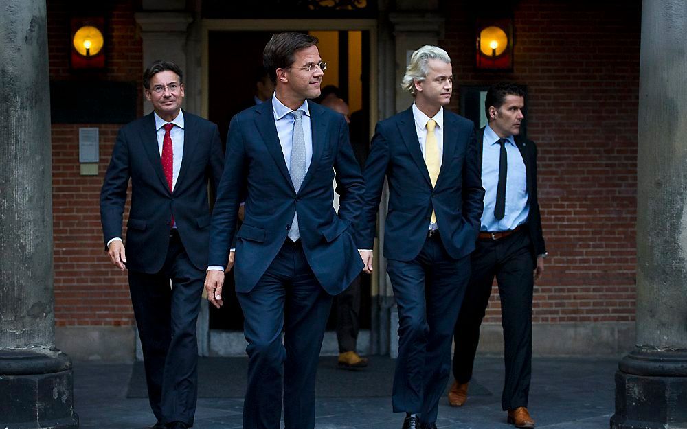 Wilders, Verhagen en Rutte. Foto ANP