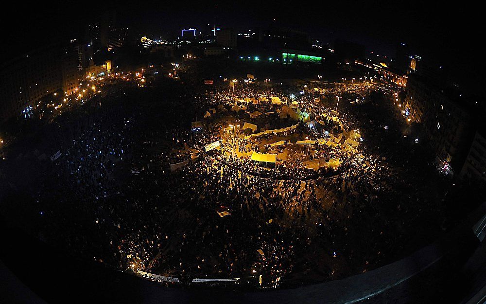 Het Tahrirplein in Caïro dinsdagavond. Foto EPA