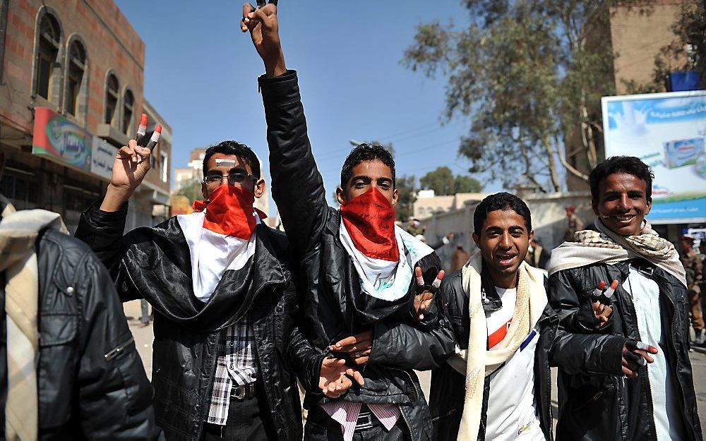 Betogers in Sanaa.  Foto EPA