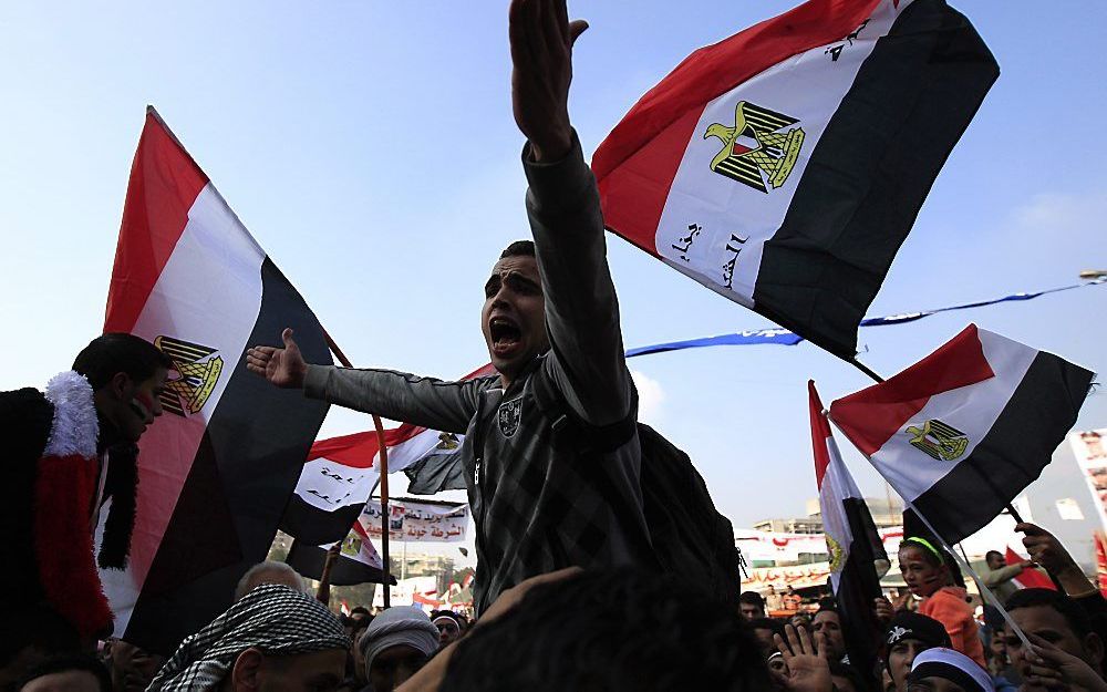 Protest op het Tahrirplein in Caïro. Foto EPA