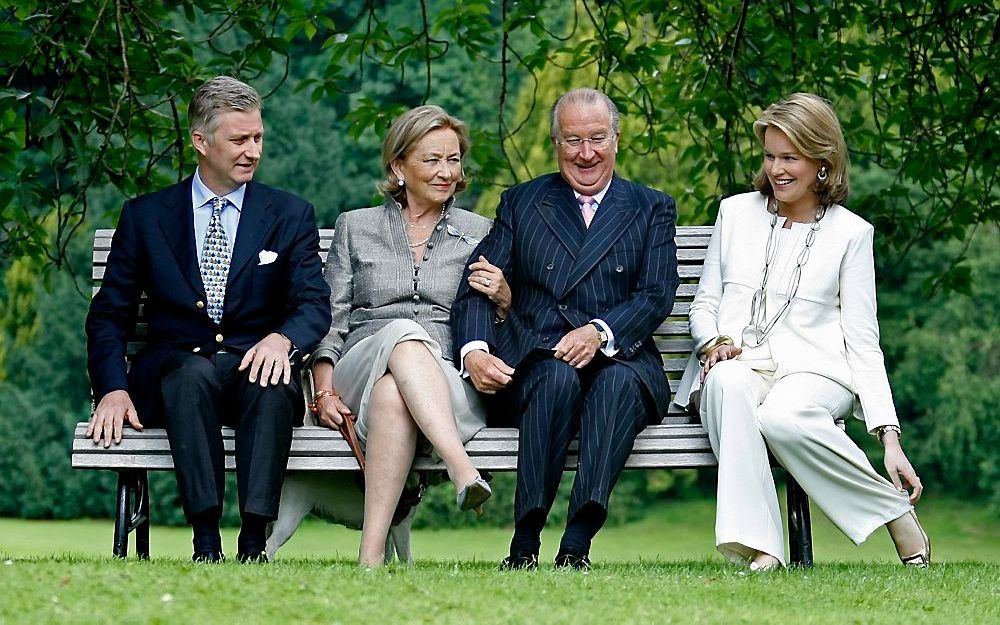 V.l.n.r. Kroonprins Filip, Koningin Paola, Koning Albert en prinses Mathilde. Foto Reuters