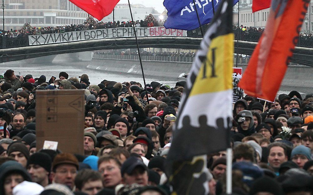 Demonstratie in Moskou, de grootste sinds de val van de Sovjet-Unie begin jaren ’90. Foto EPA