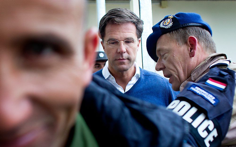 Premier Rutte bezoekt politietrainingsmissie Kunduz. Foto ANP