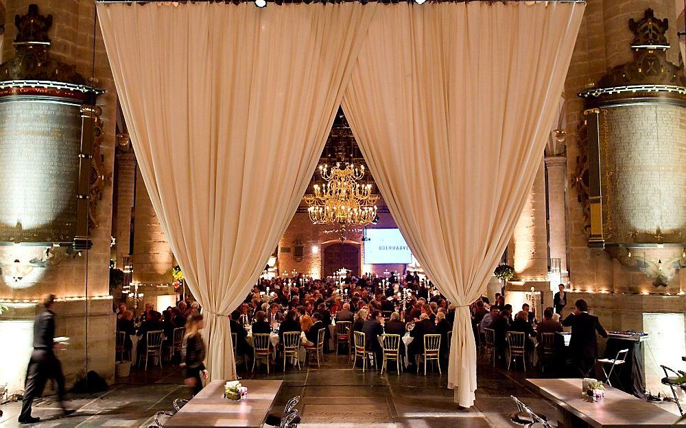 Diner in de Pieterskerk ten bate van Museum Boerhaave. Foto ANP