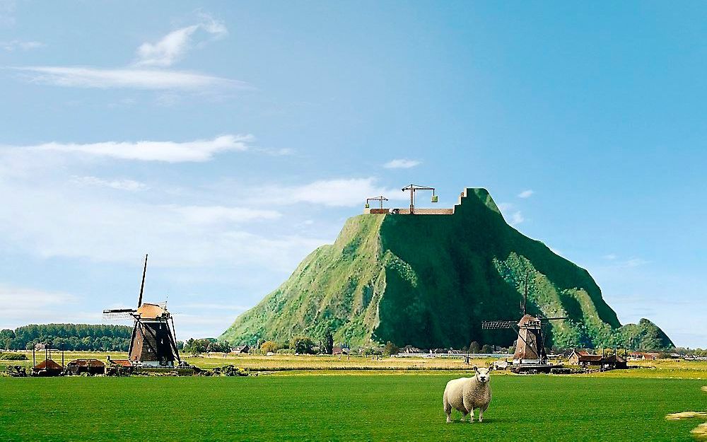 Impressie van de berg in het vlakke polderlandschap. Beeld lumine.nl